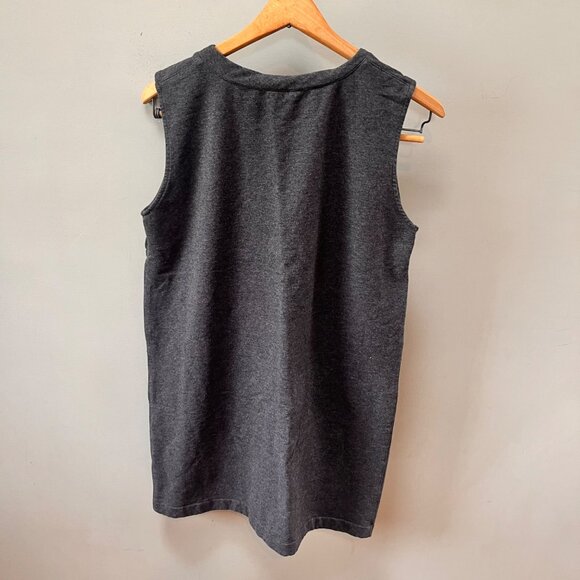 Norma Kamali Sleeveless‎ Charcoal Gray Mini Dress With Front Pockets  Cotton ble - Picture 4 of 5